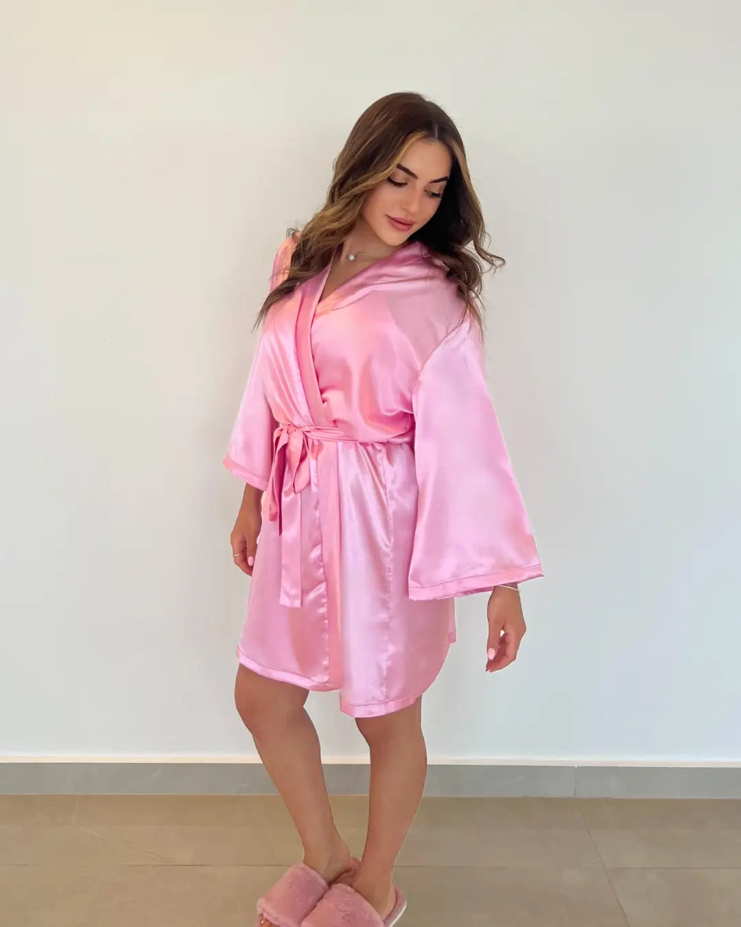 The Rose Bonbon Satin Robe