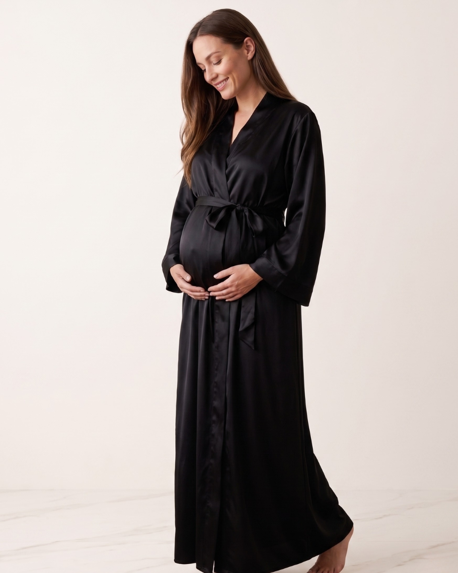 Black Long Kimono | Maternity & Postpartum